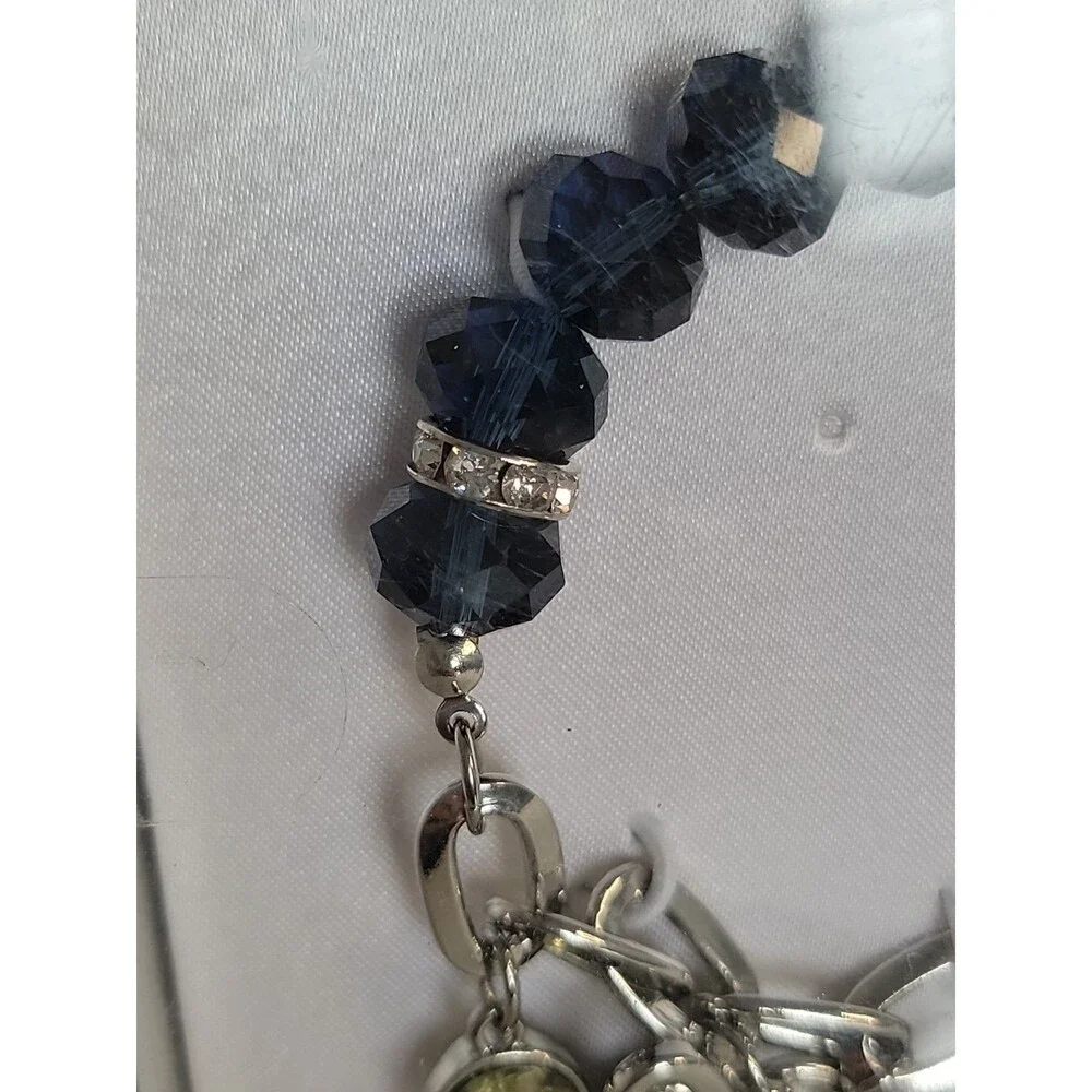 Guess Charm Bracelet France Eiffel Tower Silver Tone Blue Gems
